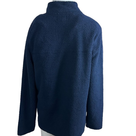 Wallin and Bros 2XL Navy Faux shearling 1/4 zip pullover sweater - Picture 4 of 6